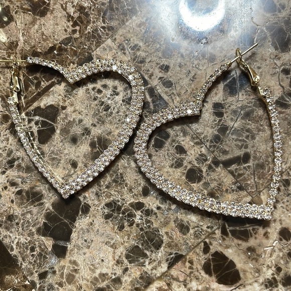 NanaMacs Rhinestone Heart Statement Earrings - Picture 10 of 15